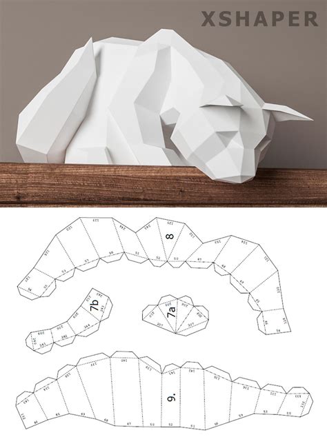 Papercraft Cat 3d Origami Pdf Template Animal Pet Paper Model