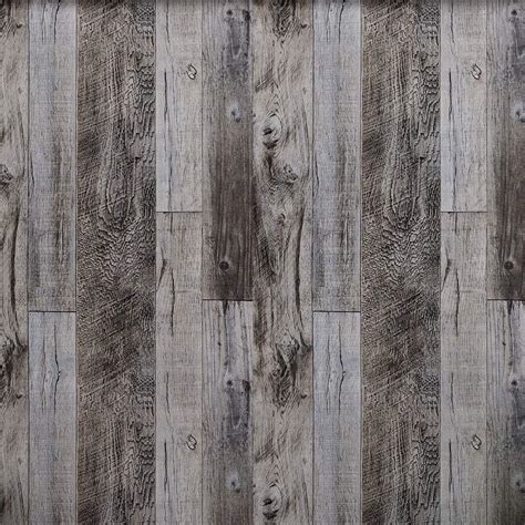 Mulyeeh 177 X 118 Grey Vinyl Wood Peel And Stick Wallpaper