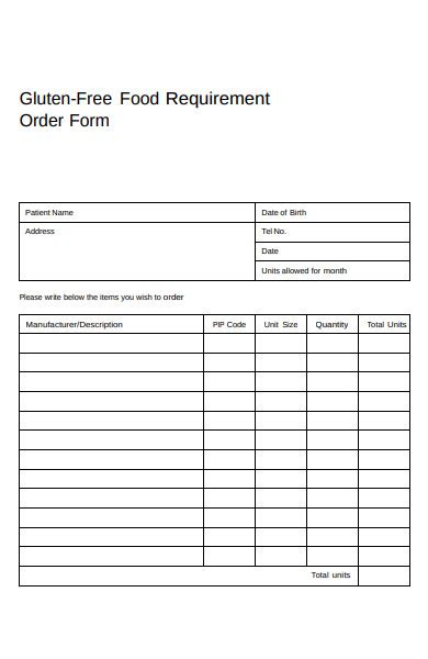 Food Order Form Template Free Download