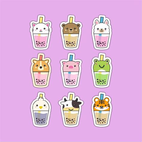 Cute Boba Tea Sticker Set Buy 2 Get 1 Free In 2021 Cute Stickers