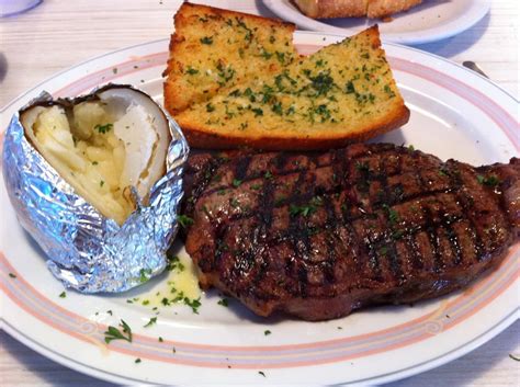 Potatoes, noodles, or rice, with roasted green beans or carrots! Rib Eye Steak with Baked Potato & Garlic Toast - Yelp