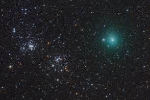 Apod 2010 October 26 Comet Hartley Passes A Double Star Cluster