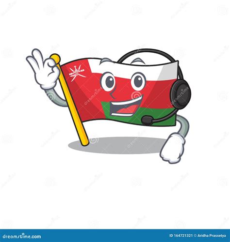 Mascot Flag Oman With In With Headphone Character Stock Vector