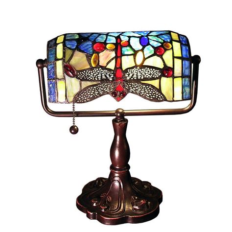 Warehouse Of Tiffany Stella 12 In Bronze Indoor Desk Lamp With Blue