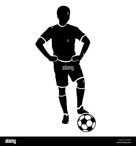 Footballer Silhouette Black Football Player Outline With A Ball