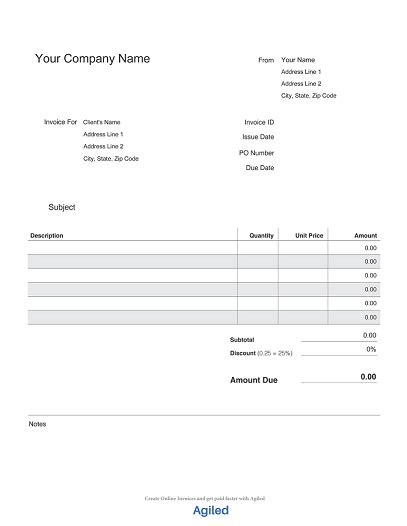 Free Veterinary Invoice Template Agiled Edit And Send Invoices Quickly