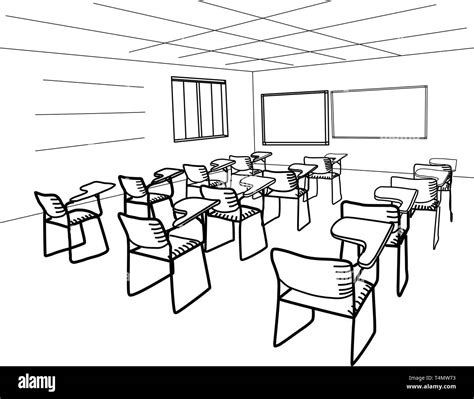 Classroom Without People Line Vector Illustration Stock Vector Image