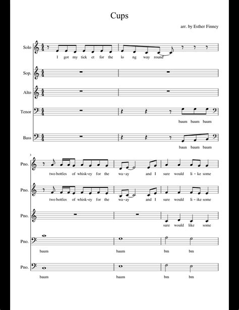 Cups Satb A Cappella Sheet Music For Piano Download Free In Pdf Or Midi