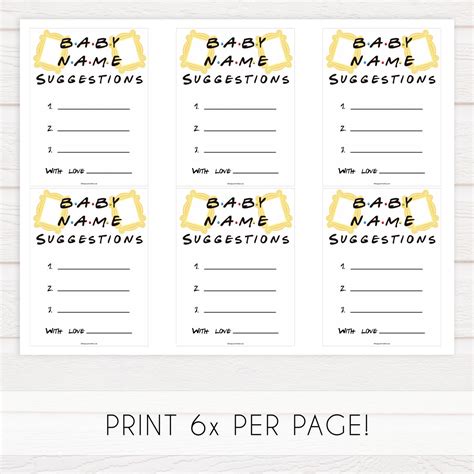 Baby Name Suggestions Friends Printable Baby Games Ohhappyprintables