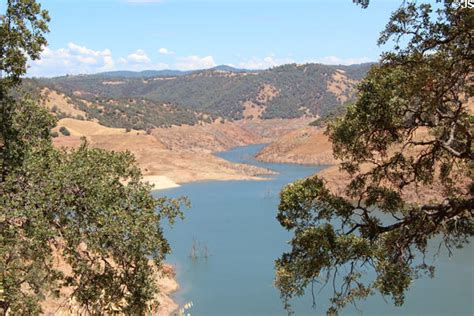 new melones lake reservoir with low water levels on hw 49 between sonora and angel s camp ca