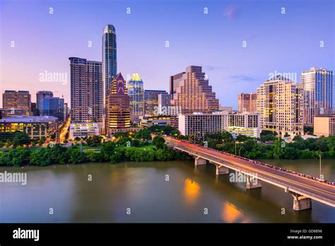 Austin Texas Usa Downtown Skyline On The Colorado River Stock Photo