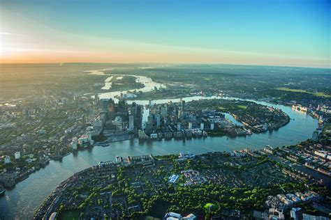 Aerial View Of London Canary Wharf And River Thames Art Prints