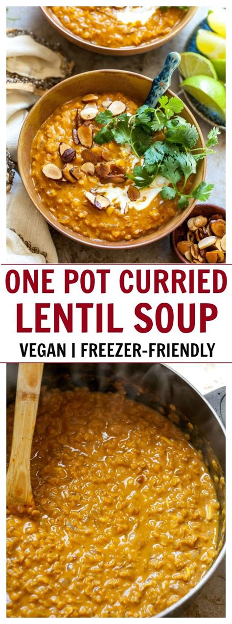 One Pot Curried Lentil Soup Vegan Healthy Recipe