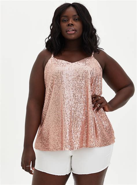Plus Size Sophie Rose Gold Sequined Swing Cami Torrid