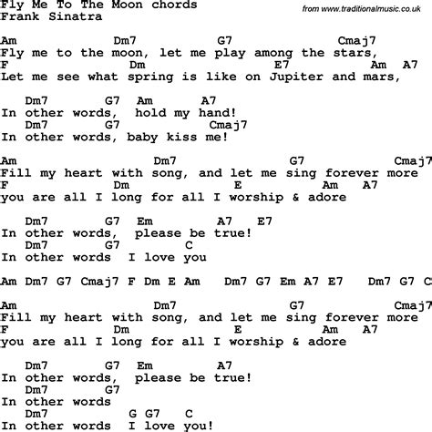 Song Lyrics With Guitar Chords For Fly Me To The Moon Frank Sinatra