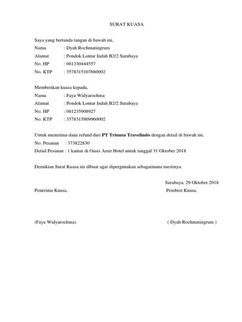 Jika dalam proses jual beli tanah atau rumah biasa, nama yang ada pada sertifikat. Contoh Surat Kuasa