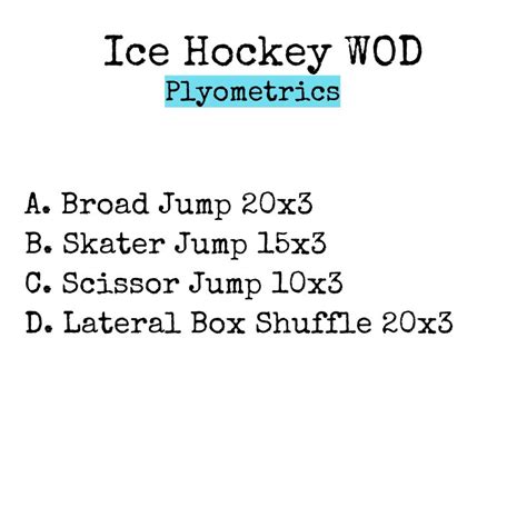 Ice Hockey Workout Reps X Sets Rest 90 Seconds Between Sets All