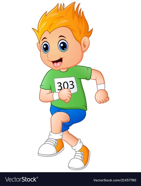 Running Boy Cartoon Royalty Free Vector Image Vectorstock