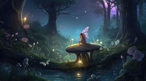 A Whimsical Desktop Wallpaper Featuring A Fairy Riding A Butterfly