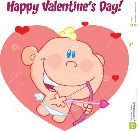 Happy Valentine S Day Greeting With Cute Baby Cupid Flying