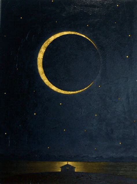 Moon Painting Crescent Moon Art Print Cosmic