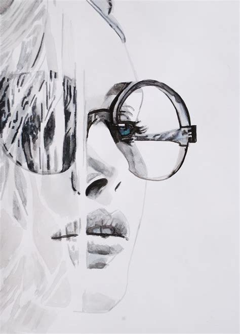 Girl With Sunglasses 50 X 36 Cm Gi Alexandra Djokic Drawings And Illustration People
