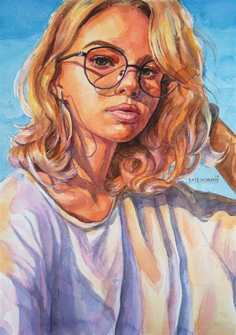 Watercolor Portrait With Shades Of Sunset More Portraits In My Estsy