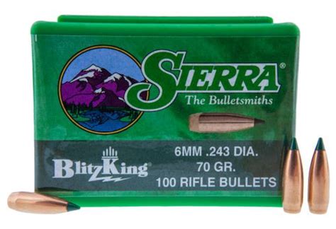 Sierra Bullets 6mm 243 70gr Blitzking 100ct