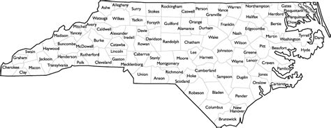 North Carolina County Map With Names Nc County Map North Carolina