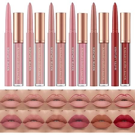 Amazon Com URQT 12pcs Nude Lip Liner And Lipstick Makeup Set 6