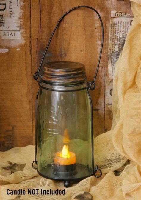 New Primitive Country Rustic Mason Jar Lantern Tea Light