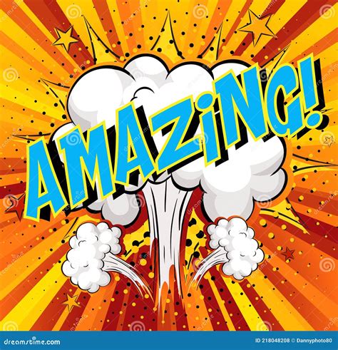 Word Amazing On Comic Cloud Explosion Background Stock Vector
