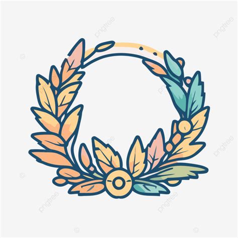 Wreath Design With Colorful Leaves Vector A Lineal Icon Depicting Half