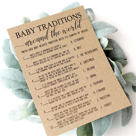Baby Traditions Around The World Baby Shower Game Baby Etsy Canada