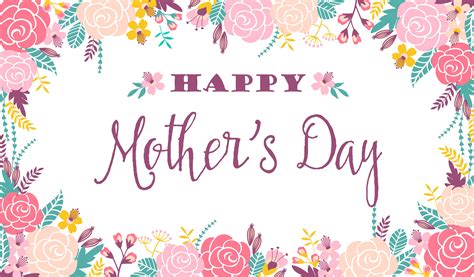 Happy Mothers Day Lettering Greeting Banner With Flowers 293979 Vector