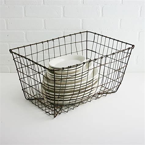 Vintage Industrial Wire Basket By Zinnia Cottage Traditional