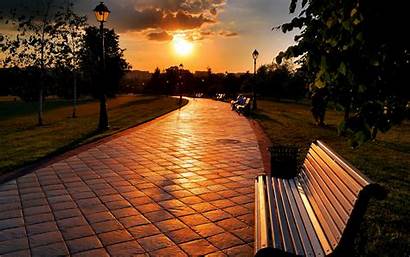 Empty Benches Wallpapers Bench Park Sunset Backgrounds