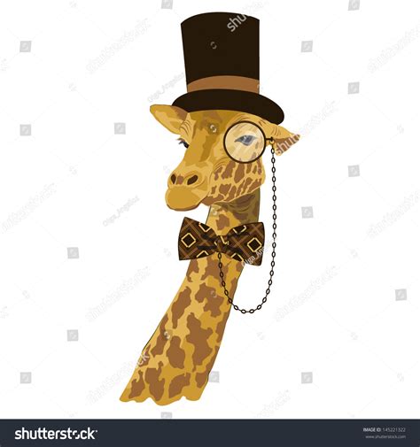 Vector Animal Portrait Giraffe Tall Hat Stock Vector Royalty Free