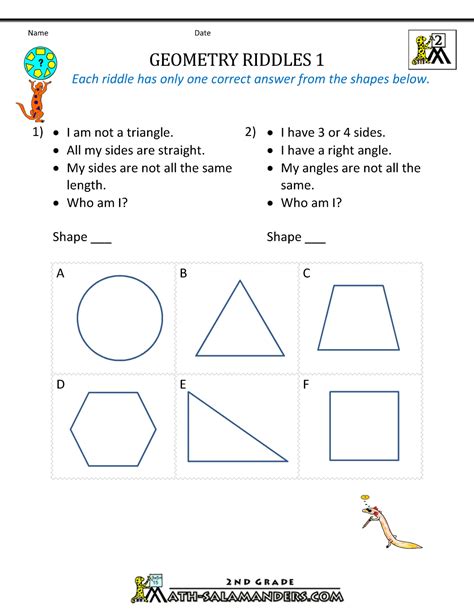 2nd Grade Math Geometric Shapes Worksheets Steemit 8 2nd Grade 2d