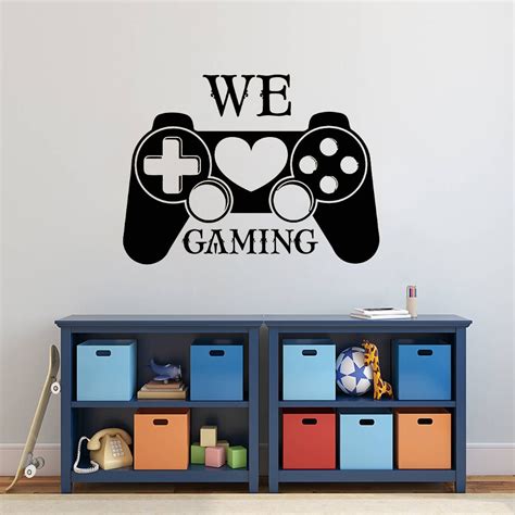 Vinyl Gamer Controller Wall Decal We Love Gaming Quote Wall Sticker