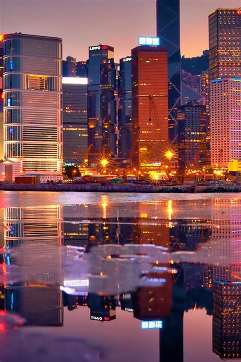 Luces Brillantes De La Ciudad Hong Kong Fondo De Pantalla Para Iphone