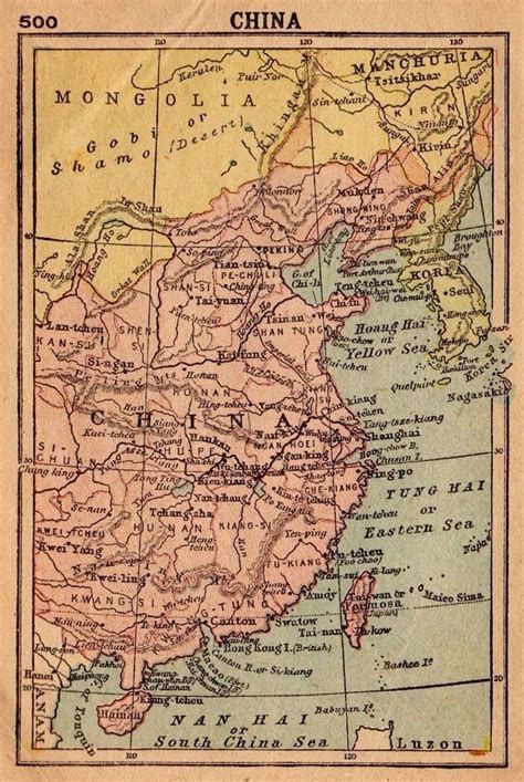 1902 Antique China Map Rare Miniature Map Of China Gallery Wall Art