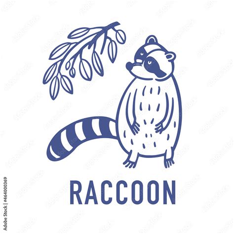 Cute Raccoon North American Animal Native Mammal Outline Logo Design