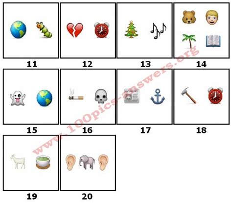 100 Pics Emoji Quiz 2 Level 11 20 Answers 100 Pics Answers