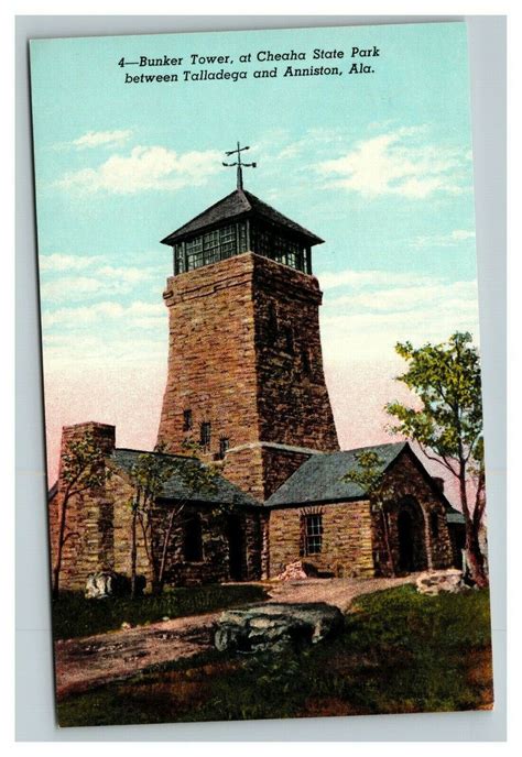 Vintage 1940s Postcard Bunker Tower And Cheaha State Park Anniston