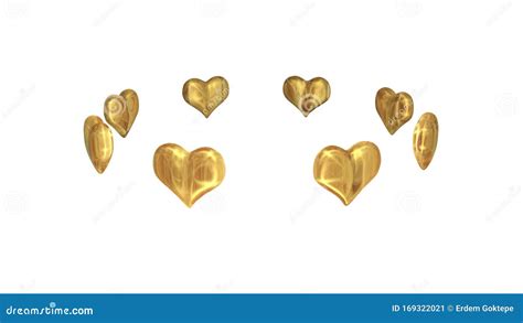 Decorative Golden Heart Rotation Looped Alpha Channel Included Stock