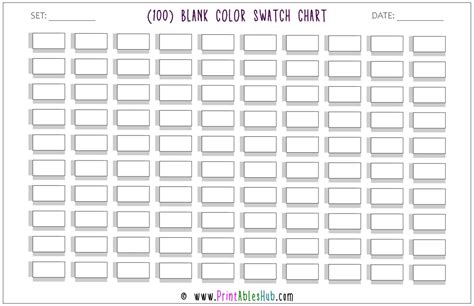 Free Printable 100120150 Blank Color Swatch Chart Template Pdf