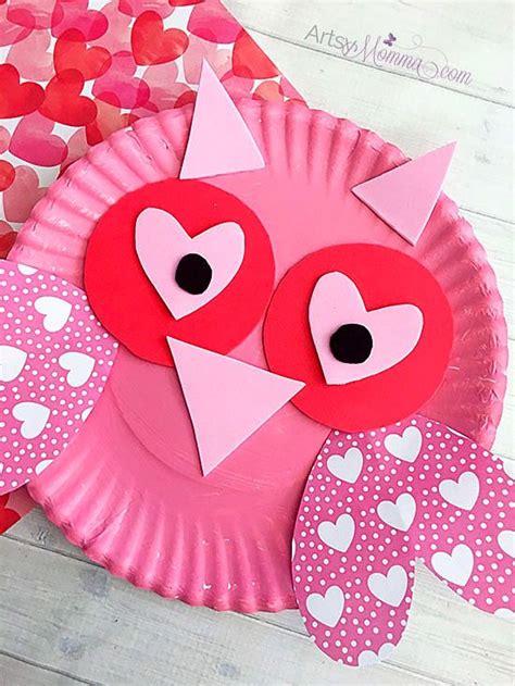 Charming Paper Plate Valentines Day Owl Craft Using Hearts Valentine