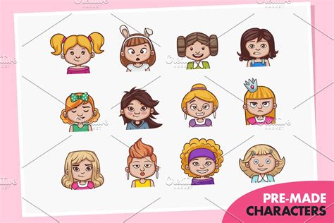 Kids Avatars Creator 80 Characters Custom Designed Illustrations