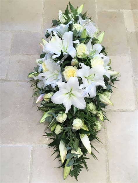 White Lily And Rose Funeral Coffin Double Ended Spray Funeral Flower